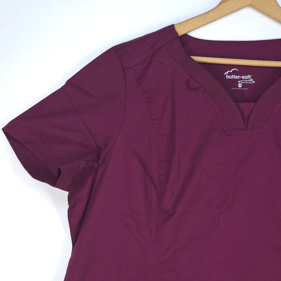 Butter-Soft Stretch Wine Scrub Top 3X V-Neck BSS527 Medical Tech Comfort Fit NWT - Picture 9 of 16